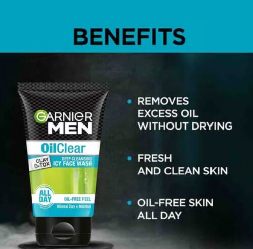 Garnier Men Clay D-Tox Deep Cleansing Icy Face Wash 50 g - Image 5